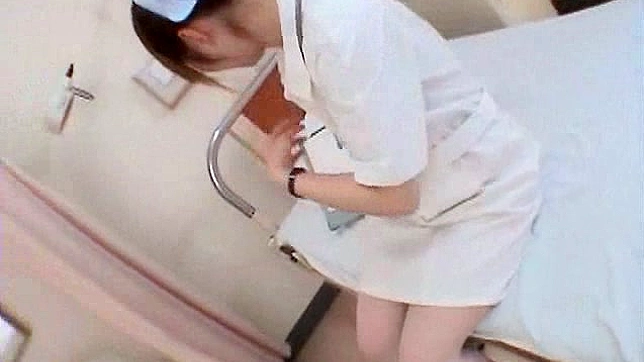 Hungry asian nurse in uniform is sucking big penis in the hospital