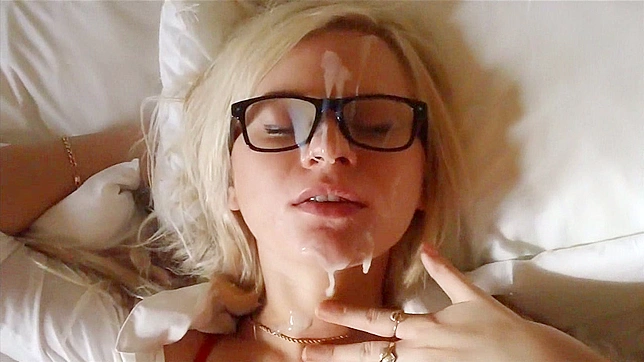 Blonde With Glasses Gets a facial