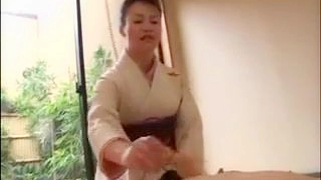 Asian Japanese Geisha Giving An Happy End To Guy