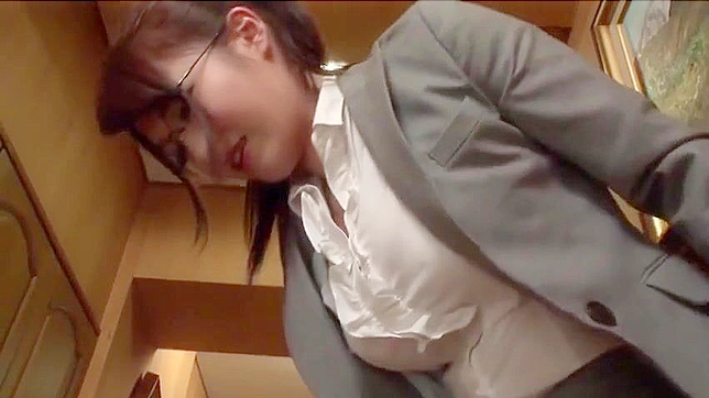 Japanese worker in the office goes in the bathroom to masturbate and gets caught
