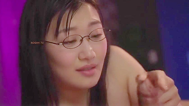 One very busty Japanese teacher wears glasses as she asks for the creampie
