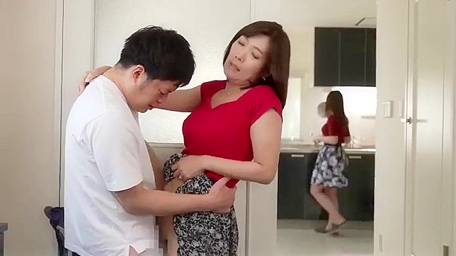 Japanese wife is trying to hide from someone while she is getting fucked