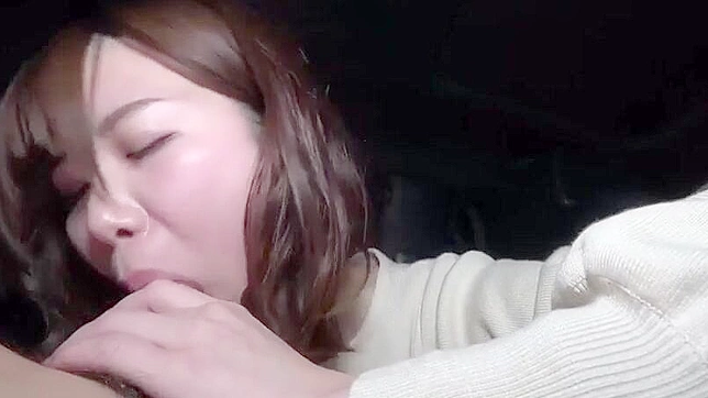 Sloppy uncensored  blowjob in a car by a Japanese girl after some fingering