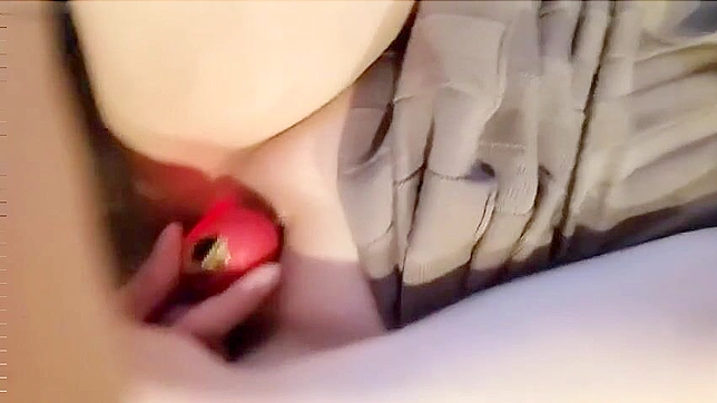 Japanese wife is teased with a sex toy as a foreplay for taking the big dick