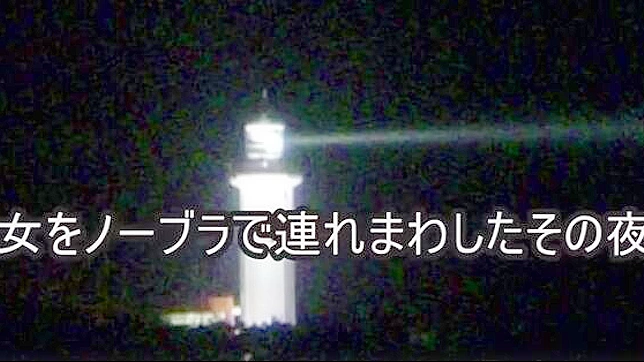 Japanese lovers went on a vacation and they have sex in the dark while outdoors