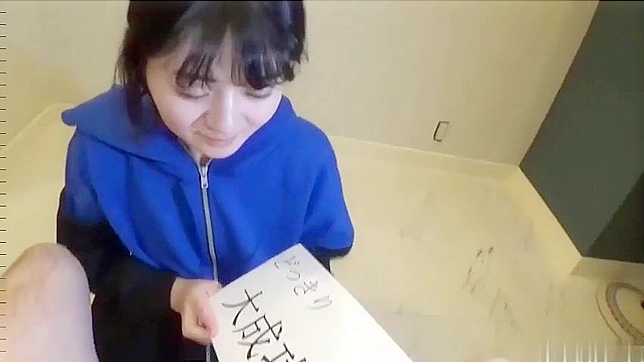 Standing screwing after point of view uncensored blowjob by a Japanese cutie