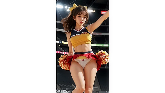 若い女性のパンティー - 日本のチアリーダーがスカートの中を見せる