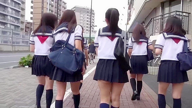 Adorable Japanese schoolgirl flashes her soiled knickers and smothers you with them