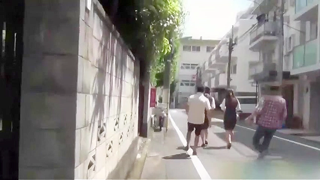 Bunch of perverts are rushing and trying to chase some attractive Japanese girls