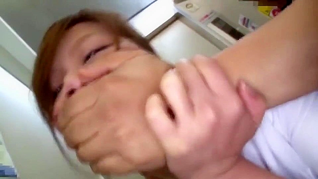 Nasty and violent public fuck with a submissive Japanese girl in an elevator