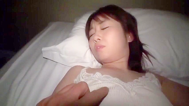 Sleepy Japanese wife gets fucked by a home invader with a hard and juicy cock