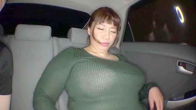 Chubby Japanese mature woman Yu Asagiri sucks young cock in the car