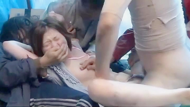 Crazy husband cuckold sells his Japanese petite wife into an orgy with homeless