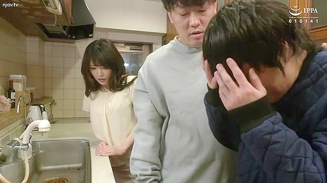 Meek Cuckold Sees Japanese MILF Wife Engaging with Other Man