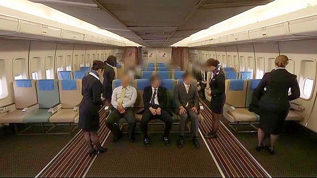 Japanese Air Hostess Fucks as a Whore With Passengers on Flight