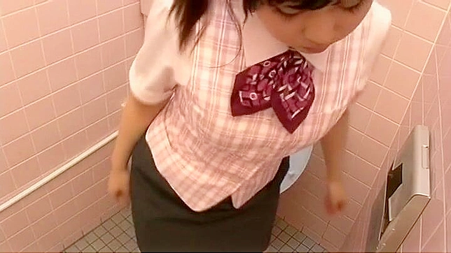 Spy Cam Captures Japanese Office Lady Trying to Silent While Cumming