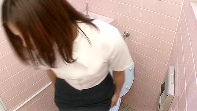 Japanese Office Lady Self Pleasuring Caught on Camera in Office Toilet