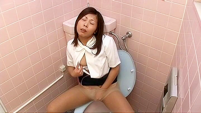 Japanese Office Lady Self Pleasuring Caught on Camera in Office Toilet