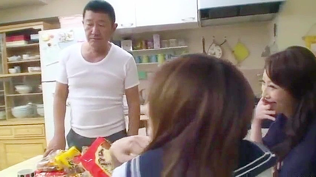 Stone-Faced Asians Old Man Gets Naughty with Young girls' Cheeks and Pussies