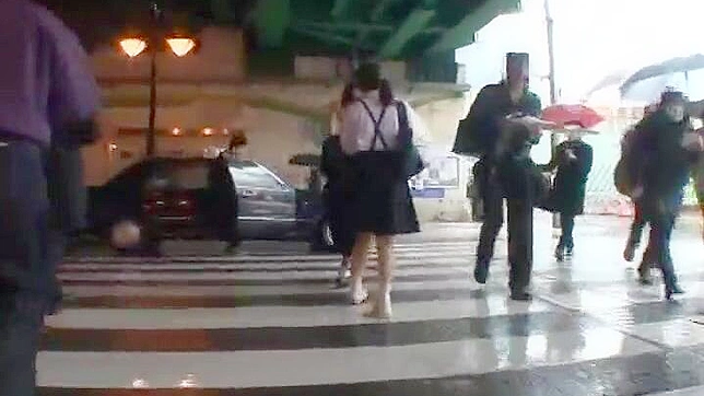 セクシーな女子学生、日本の暗い路地で通り魔に体を触られる