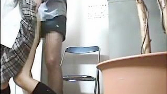 Naive schoolgirls taped in storage room by dirty janitor