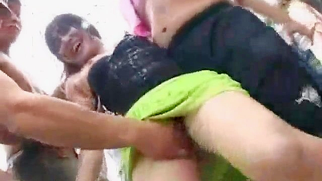 Caught in the Act! Outdoor Party Gone Wild for Cute Asians Girl