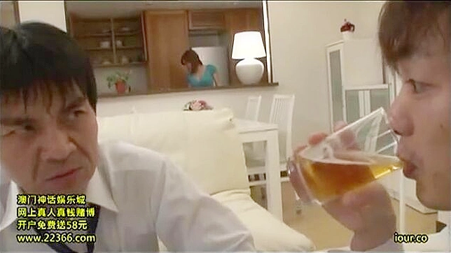 Unfaithful Wife Gets Caught by Colleague While Drunk husband sleeps