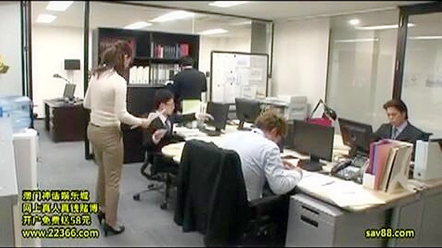 Asian Milf Pussy Prepared with Viagra and Hot Office Coffee for Wild Sex with Coworkers