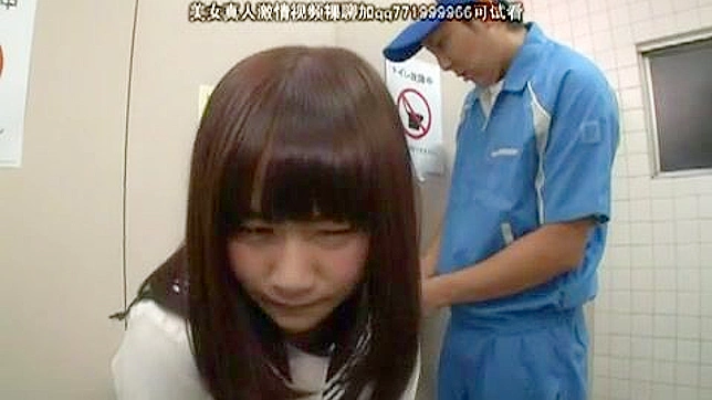 Naive schoolgirl taken advantage of by dirty toilet cleaner in Asians porn
