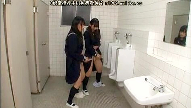 Yuzuka Shirai & Airi Sato Hot Lesbian Action in Boys' Toilet
