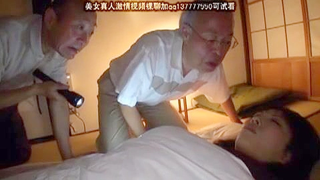Nozomi Naughty Encounter with Three Lustful Grandpas and a Busty maid