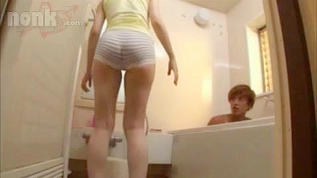 Intriguing Mother-in-Law Surprise in the Bathroom with Confused Boy