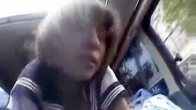 Exploring Hairy Pussy of Petite Japan Schoolgirl in Car