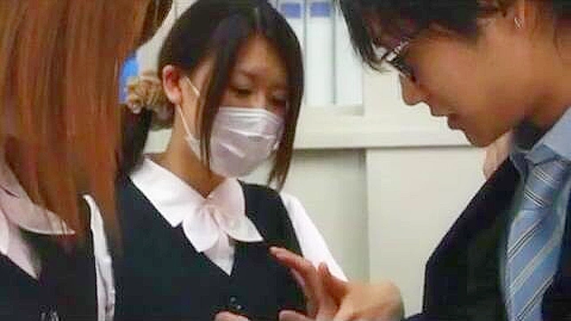 Japan Office Sluts' Wild Threesome with Coworker while Clueless Boss Looks On