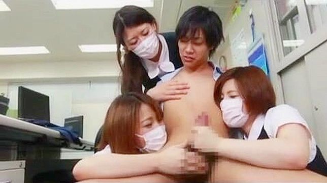 Japan Office Sluts' Wild Threesome with Coworker while Clueless Boss Looks On
