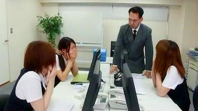 Asian Porn Video - Three Kinky Office girls play dirty games with old boss