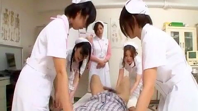 Sexy Nurse Fetish - 5 Women Take Turns with Patient Sperm sample