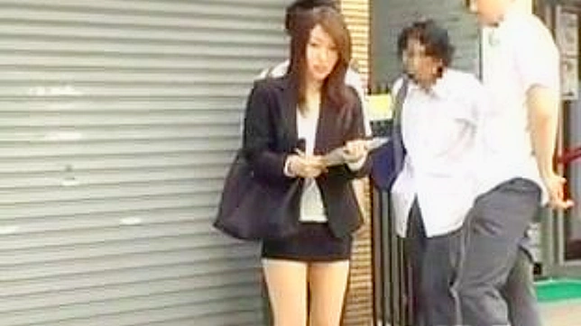 Sexy Asian in Short Skirt Gets Naughty in Public