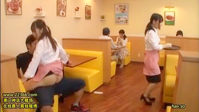 Sensual Sushi Serving - Waitress Gives Blowjob to customer in front of girlfriend