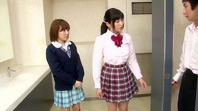 Japan Schoolgirls' Secret Sex Romp in Toilets with Classmate Cock