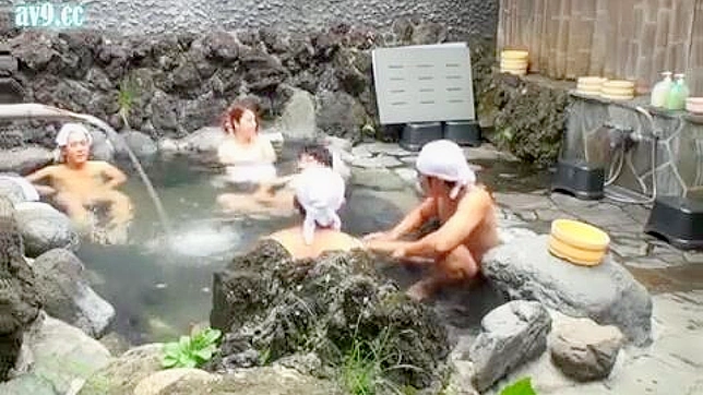 Asian Wife Wild Group Sex at Spa with Strangers while Hubby in Shower