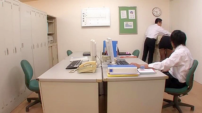 Naughty Milf in Nylons Teases Coworkers and Gets Punished in the Office