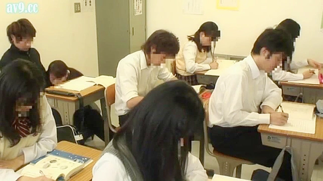 Japanese Milf Teacher Secret Tekoki Lesson with Shy Nerd student in classroom