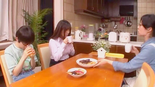 Japanese MILF and Son Private Lesson Gone Wild in Kitchen