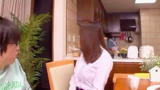 Japanese MILF and Son Private Lesson Gone Wild in Kitchen
