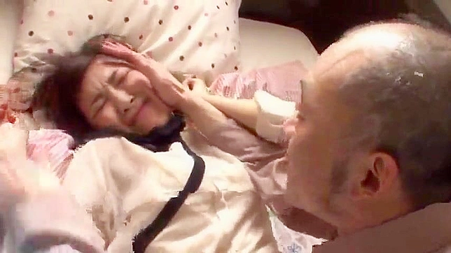 Taboo Love affair between young maid and son punished by strict dad in Japanese porn