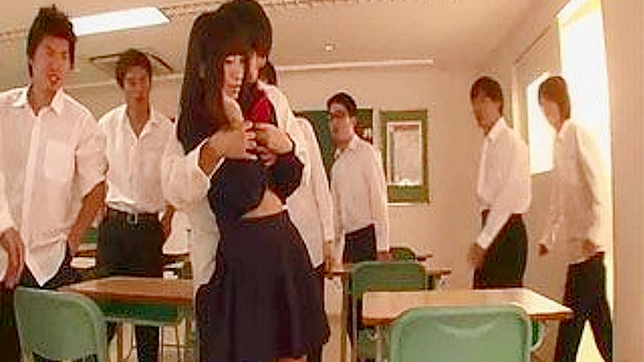 Gangbanged in the classroom by her Asian teen crush