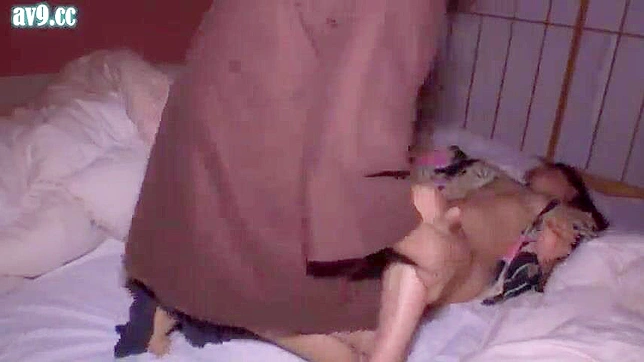 Sexy Asian wife seduced by neighbor in front of sleepy hubby