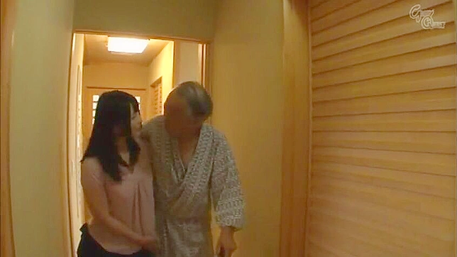 Sexy Grandpa and Young Japanese Maid in Steamy Bathroom Encounter
