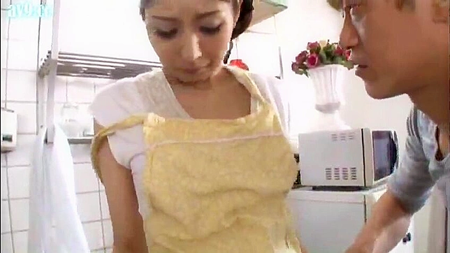 Asian Stepmom Seduces young son in kitchen while dad distracted